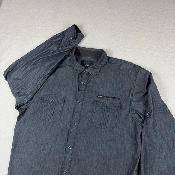 Modern Culture Other - Modern Culture Mens XXL Gray Long Sleeve Button Down Utility Shirt Roll Tab XXL